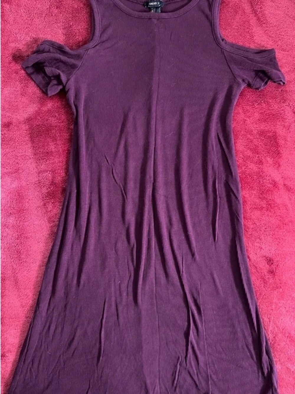 Forever 21 Plum Cold-Shoulder Ribbed Mini Dress